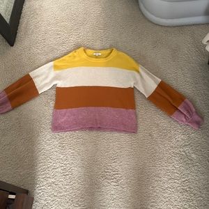 Madewell striped sweater (yellow , orange, pink, and cream)